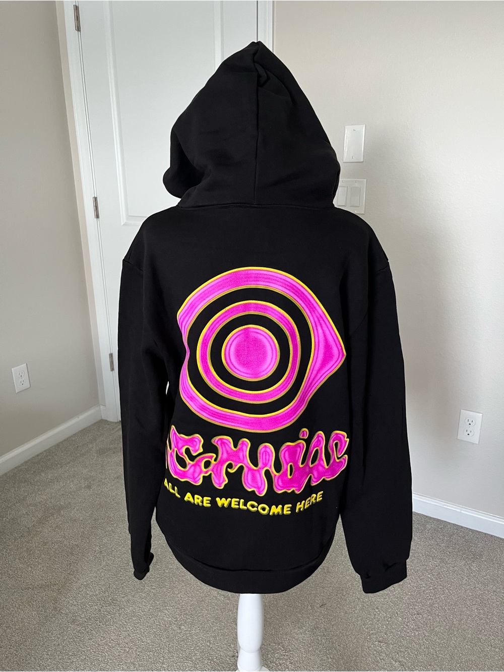 NWT Insomniac Black Zip-Up Hoodie with All Are Welcome Here Logo Size Large